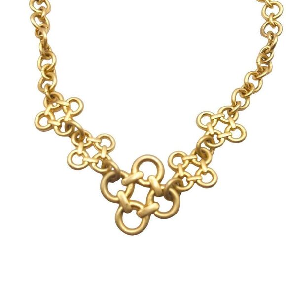 Lia Sophia "Four Tet" Long Matte Gold Tone Necklace - Picture 2 of 7